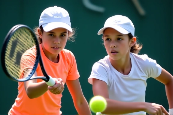 A competitive junior tennis match in progress at a regional tournament