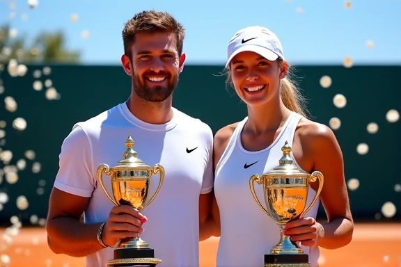 Winners of the 2022 National Clay Court Championships holding their trophies
