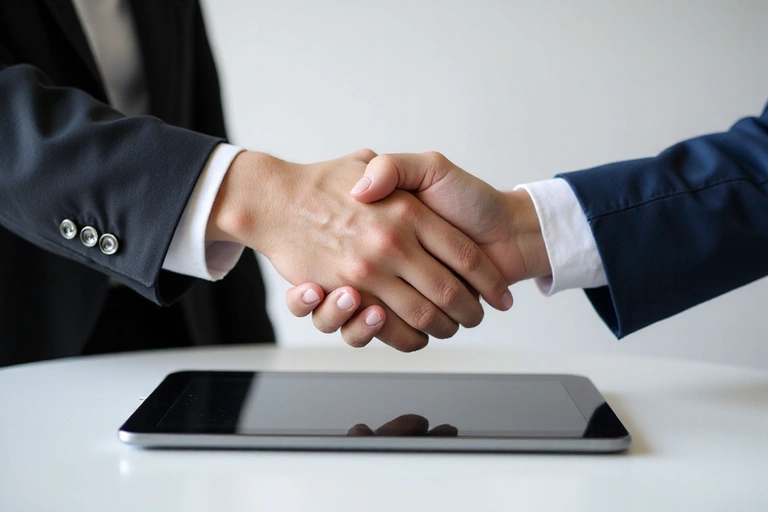 Person shaking hands symbolizing agreement