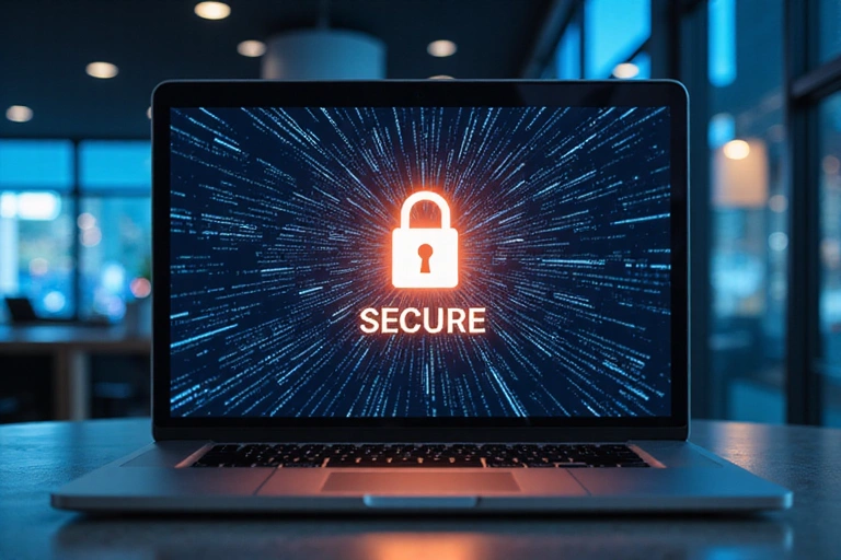 Secure login interface on a laptop
